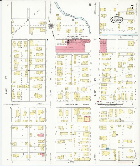 Sanborn Fire Insurance Map from Lyons, Clinton County, Iowa (1917), Sheet #0007 - Historic Sanborn Fire Insurance Map Print, vintage old map wall art