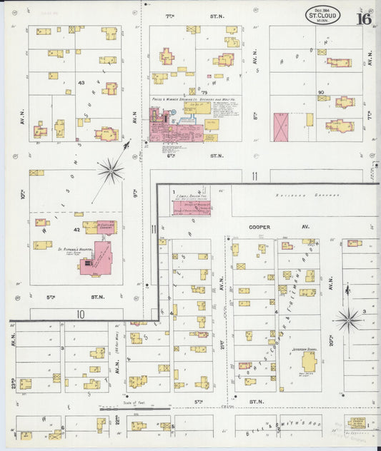 Sanborn Fire Insurance Map from Saint Cloud, Stearns, Benton, and Sherburne Counties, Minnesota (1904), Sheet #0016 - Historic Sanborn Fire Insurance Map Print, vintage old map wall art, antique decor, genealogy gift, Minnesota Minnesota map