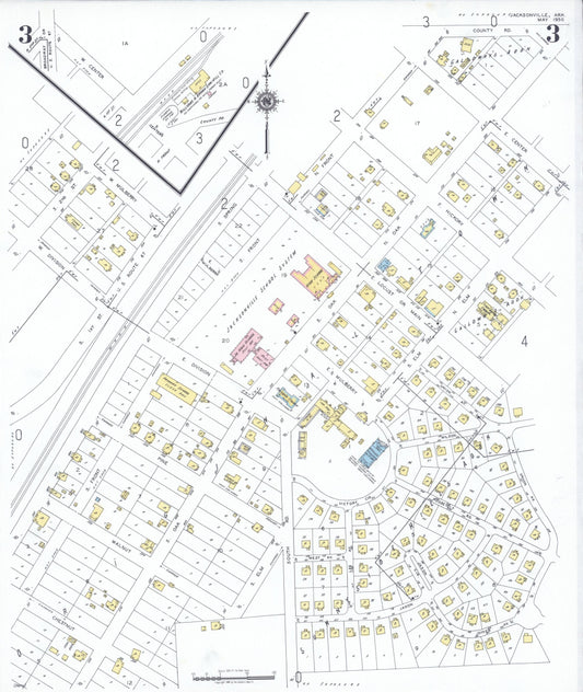Sanborn Fire Insurance Map from Jacksonville, Pulaski County, Arkansas (1950), Sheet #0003 - Historic Sanborn Fire Insurance Map Print, vintage old map wall art, antique decor, genealogy gift, Arkansas Arkansas map