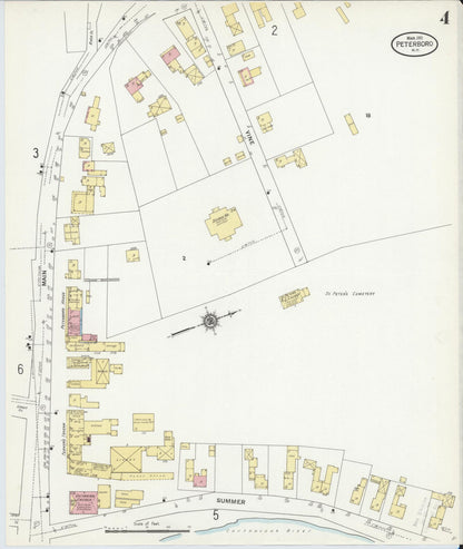 Sanborn Fire Insurance Map from Peterborough, Hillsborough County, New Hampshire (1911), Sheet #0004 - Complete Map Set gallery image, historic Sanborn map, vintage wall art, New Hampshire New Hampshire