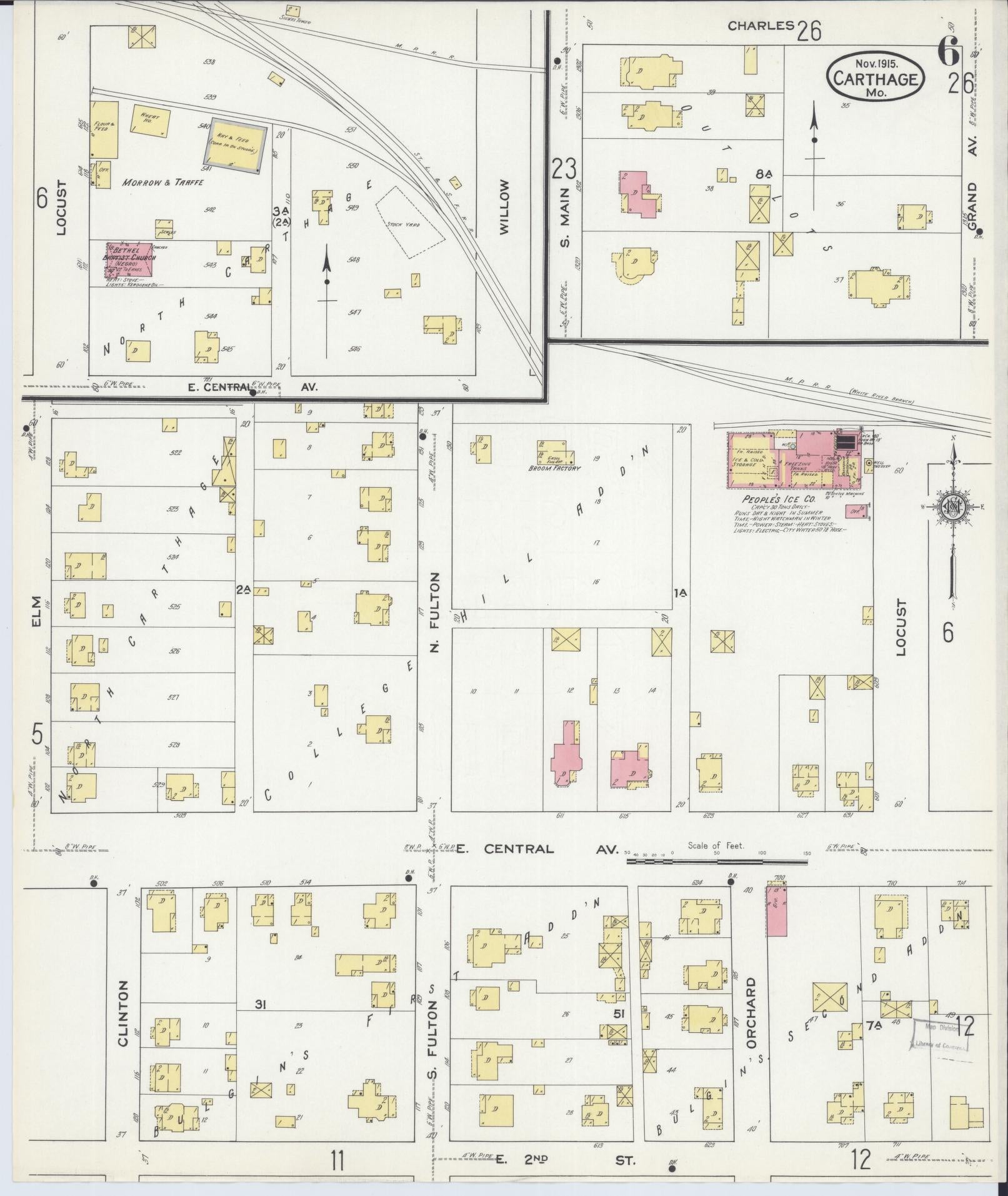 Sanborn Fire Insurance Map from Carthage, Jasper County, Missouri (1915), Sheet #0006 - Complete Map Set gallery image, historic Sanborn map, vintage wall art, Missouri Missouri