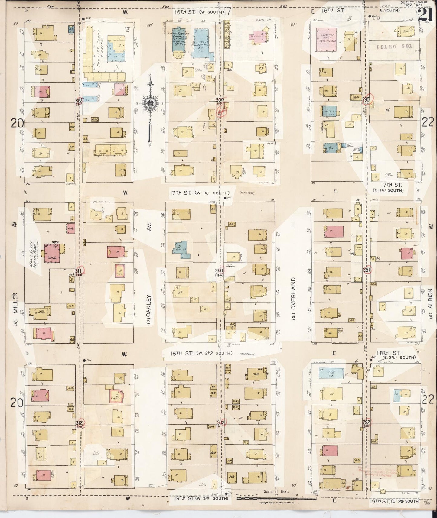 Sanborn Fire Insurance Map from Burley, Cassia County, Idaho (1949), Sheet #0021 - Complete Map Set gallery image, historic Sanborn map, vintage wall art, Idaho Idaho