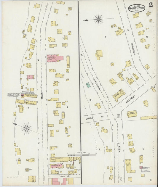 Sanborn Fire Insurance Map from Northport, Suffolk County, New York (1895), Sheet #0002 - Historic Sanborn Fire Insurance Map Print, vintage old map wall art, antique decor, genealogy gift, New York New York map