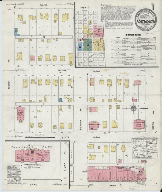 Sanborn Fire Insurance Map from Fort Morgan, Morgan County, Colorado (1920), Sheet #0001 - Complete Map Set gallery image, historic Sanborn map, vintage wall art, Colorado Colorado
