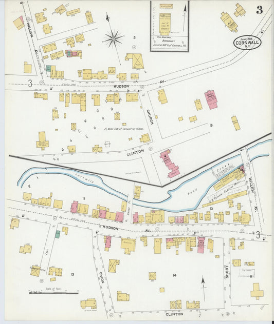 Sanborn Fire Insurance Map from Cornwall, Orange County, New York (1905), Sheet #0003 - Historic Sanborn Fire Insurance Map Print, vintage old map wall art, antique decor, genealogy gift, New York New York map