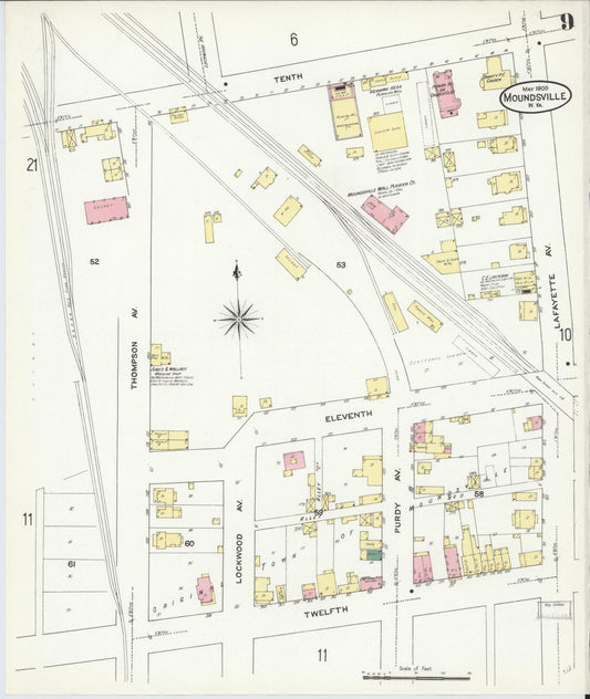 Sanborn Fire Insurance Map from Moundsville, Marshall County, West Virginia (1909), Sheet #0009 - Historic Sanborn Fire Insurance Map Print, vintage old map wall art, antique decor, genealogy gift, West Virginia West Virginia map