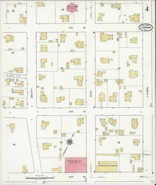 Sanborn Fire Insurance Map from Conway, Horry County, South Carolina (1920), Sheet #0004 - Historic Sanborn Fire Insurance Map Print, vintage old map wall art, antique decor, genealogy gift, South Carolina South Carolina map