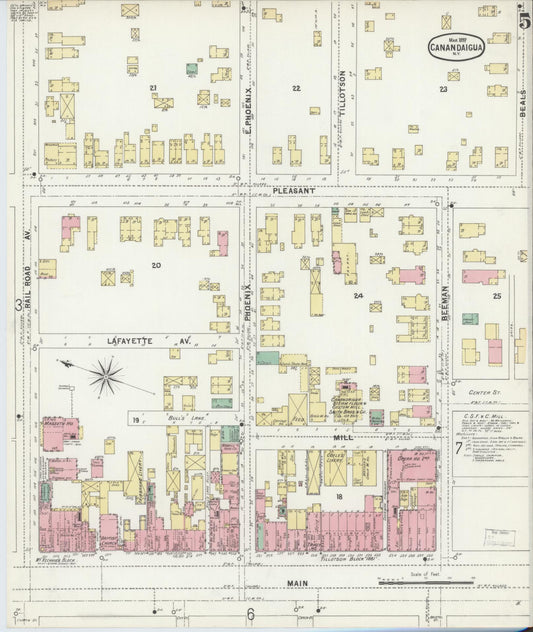 Sanborn Fire Insurance Map from Canandaigua, Ontario County, New York (1897), Sheet #0005 - Historic Sanborn Fire Insurance Map Print, vintage old map wall art, antique decor, genealogy gift, New York New York map