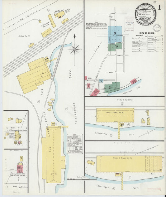 Sanborn Fire Insurance Map from Mayville, Chautauqua County, New York (1900), Sheet #0001 - Historic Sanborn Fire Insurance Map Print, vintage old map wall art, antique decor, genealogy gift, New York New York map
