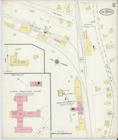 Sanborn Fire Insurance Map from Red Springs, Robeson County, North Carolina (1911), Sheet #0002 - Complete Map Set gallery image, historic Sanborn map, vintage wall art, North Carolina North Carolina