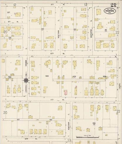 Sanborn Fire Insurance Map from Medford, Jackson County, Oregon (1911), Sheet #0021 - Complete Map Set gallery image, historic Sanborn map, vintage wall art, Oregon Oregon