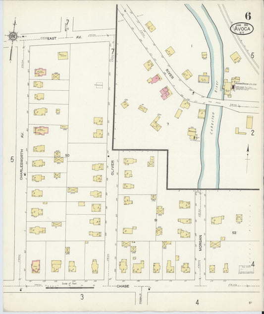 Sanborn Fire Insurance Map from Avoca, Steuben County, New York (1913), Sheet #0006 - Historic Sanborn Fire Insurance Map Print, vintage old map wall art, antique decor, genealogy gift, New York New York map