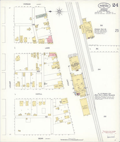 Sanborn Fire Insurance Map from Hanford, Kings County, California (1905), Sheet #0024 - Complete Map Set gallery image, historic Sanborn map, vintage wall art, California California