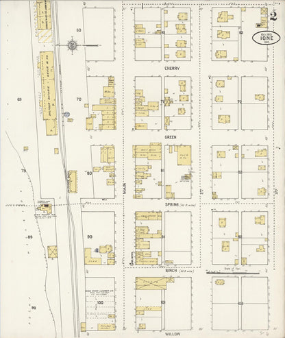 Sanborn Fire Insurance Map from Ione, Morrow County, Oregon (1910), Sheet #0002 - Complete Map Set gallery image, historic Sanborn map, vintage wall art, Oregon Oregon