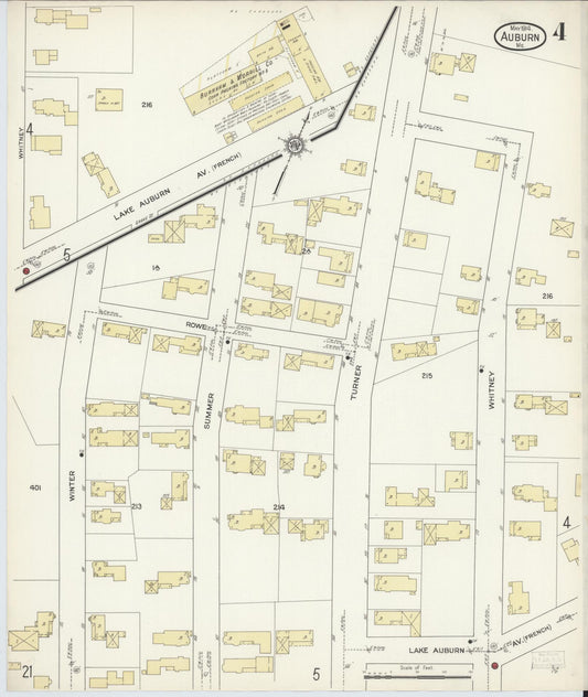 Sanborn Fire Insurance Map from Auburn, Androscoggin County, Maine (1914), Sheet #0004 - Historic Sanborn Fire Insurance Map Print, vintage old map wall art, antique decor, genealogy gift, Maine Maine map