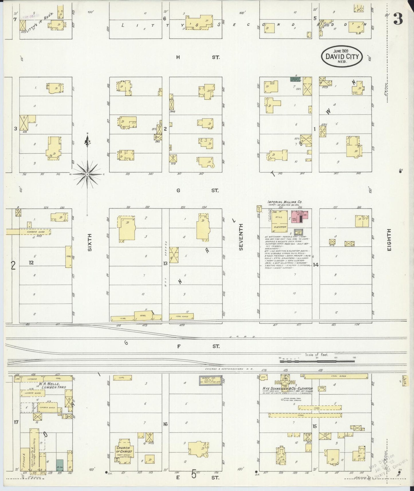 Sanborn Fire Insurance Map from David City, Butler County, Nebraska (1909), Sheet #0003 - Historic Sanborn Fire Insurance Map Print, vintage old map wall art, antique decor, genealogy gift, Nebraska Nebraska map