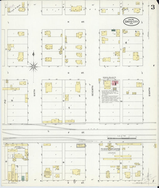 Sanborn Fire Insurance Map from David City, Butler County, Nebraska (1909), Sheet #0003 - Historic Sanborn Fire Insurance Map Print, vintage old map wall art, antique decor, genealogy gift, Nebraska Nebraska map