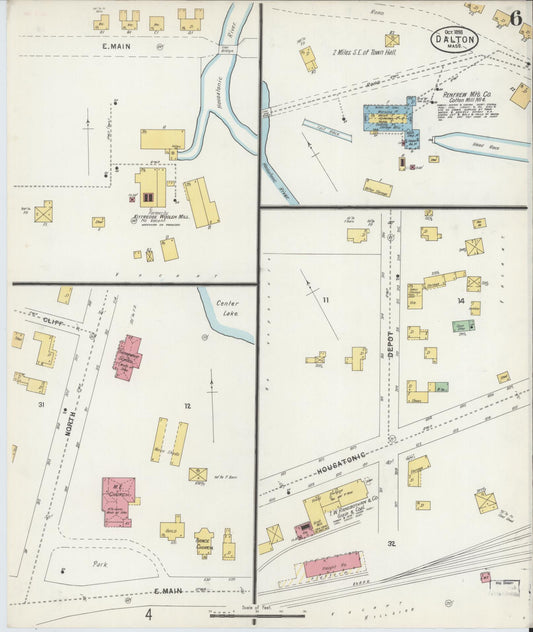 Sanborn Fire Insurance Map from Dalton, Berkshire County, Massachusetts (1898), Sheet #0006 - Historic Sanborn Fire Insurance Map Print, vintage old map wall art, antique decor, genealogy gift, Massachusetts Massachusetts map