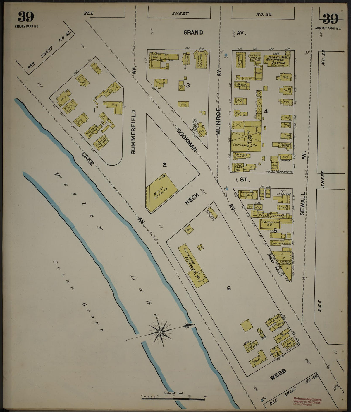 Sanborn Fire Insurance Map from New Jersey Coast, New Jersey Coast, New Jersey (1890), Sheet #0039 - Complete Map Set gallery image, historic Sanborn map, vintage wall art, New Jersey Coast New Jersey