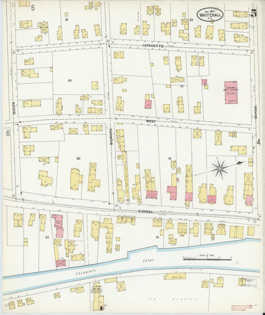 Sanborn Fire Insurance Map from Whitehall, Washington County, New York (1907), Sheet #0005 - Historic Sanborn Fire Insurance Map Print, vintage old map wall art, antique decor, genealogy gift, New York New York map
