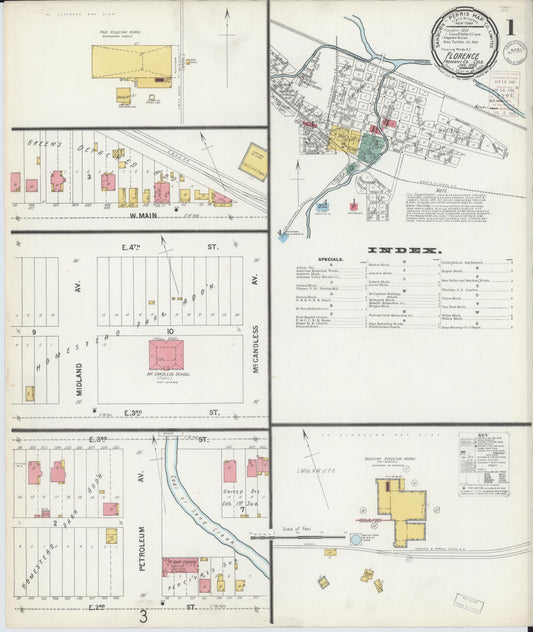 Sanborn Fire Insurance Map from Florence, Fremont County, Colorado (1900), Sheet #0001 - Complete Map Set gallery image, historic Sanborn map, vintage wall art, Colorado Colorado