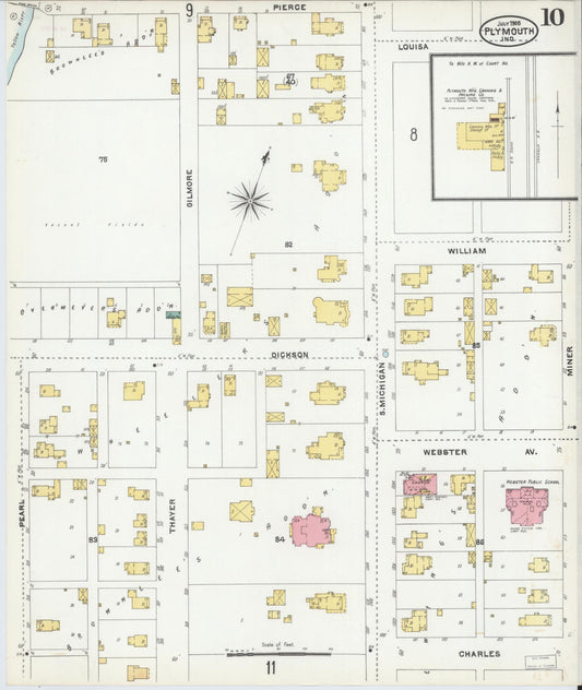 Sanborn Fire Insurance Map from Plymouth, Marhshall County, Indiana (1905), Sheet #0010 - Historic Sanborn Fire Insurance Map Print, vintage old map wall art, antique decor, genealogy gift, Indiana Indiana map