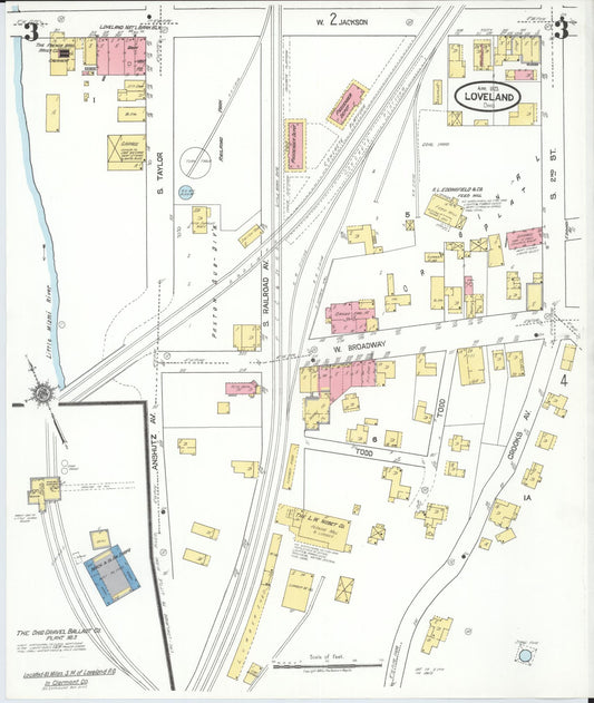 Sanborn Fire Insurance Map from Loveland, Clermont, Hamilton, And Warren County, Ohio (1923), Sheet #0003 - Historic Sanborn Fire Insurance Map Print, vintage old map wall art, antique decor, genealogy gift, Ohio Ohio map