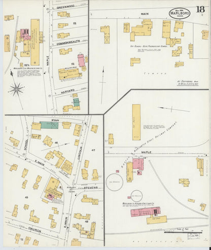 Sanborn Fire Insurance Map from Marlborough, Middlesex County, Massachusetts (1906), Sheet #0018 - Complete Map Set gallery image, historic Sanborn map, vintage wall art, Massachusetts Massachusetts