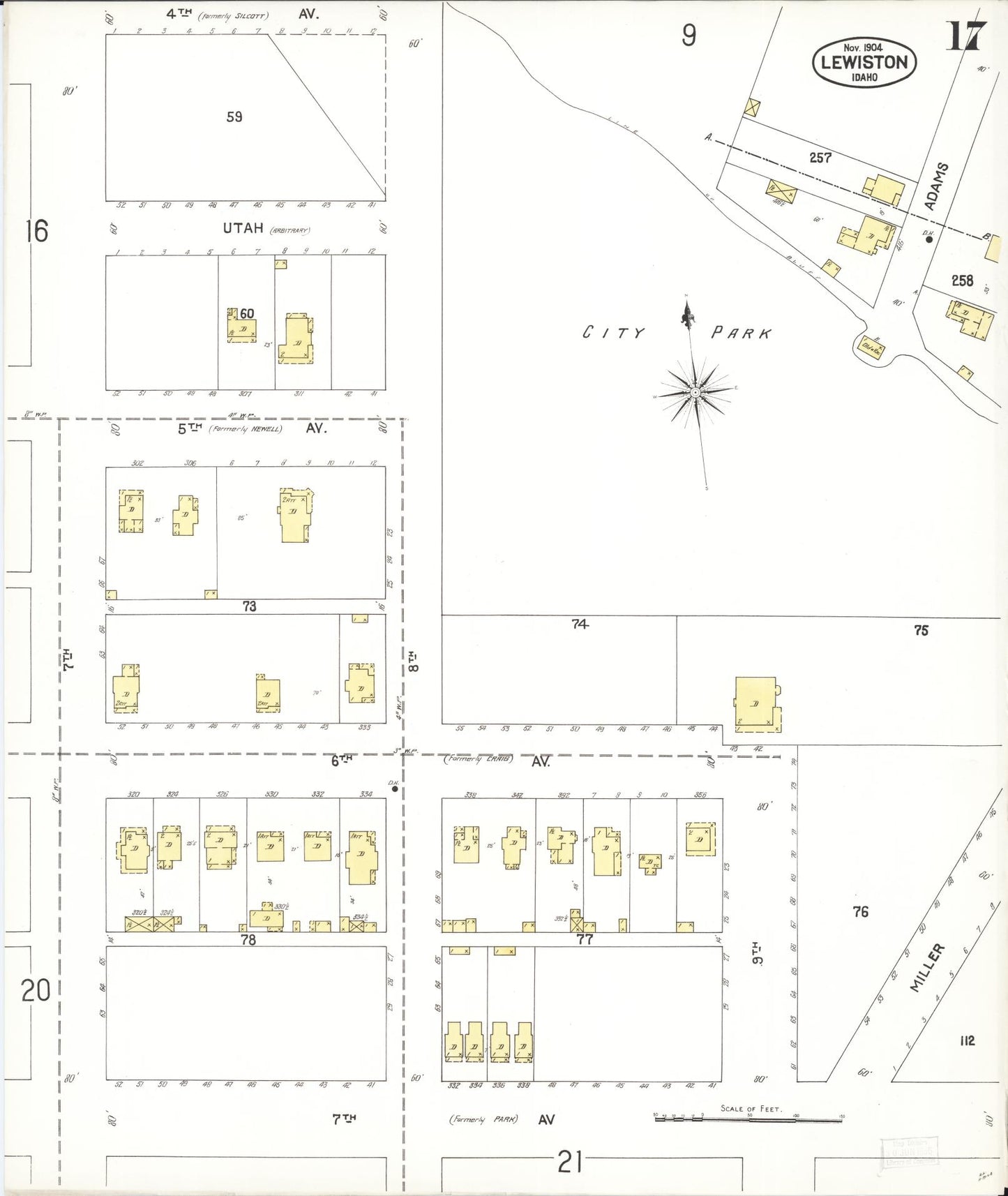 Sanborn Fire Insurance Map from Lewiston, Nez Perce County, Idaho (1904), Sheet #0017 - Complete Map Set gallery image, historic Sanborn map, vintage wall art, Idaho Idaho