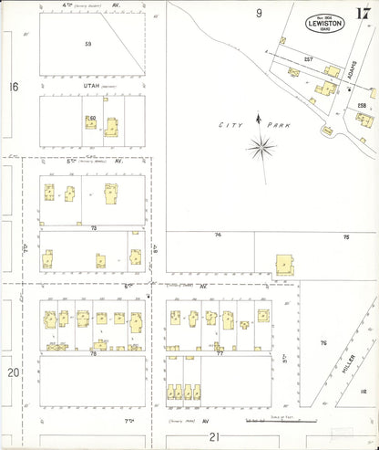 Sanborn Fire Insurance Map from Lewiston, Nez Perce County, Idaho (1904), Sheet #0017 - Complete Map Set gallery image, historic Sanborn map, vintage wall art, Idaho Idaho