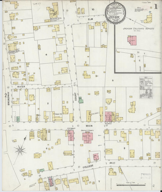 Sanborn Fire Insurance Map from Jackson, Breathitt County, Kentucky (1897), Sheet #0001 - Complete Map Set gallery image, historic Sanborn map, vintage wall art, Kentucky Kentucky