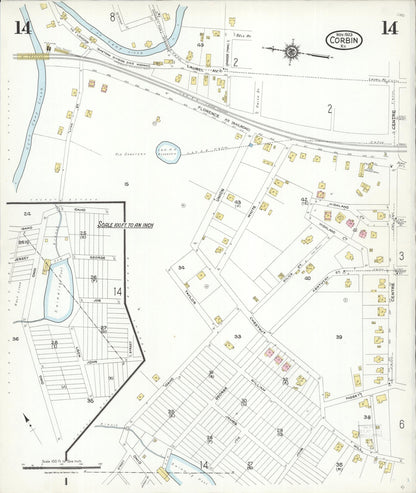 Sanborn Fire Insurance Map from Corbin, Knox and Whitley Counties, Kentucky (1923), Sheet #0014 - Complete Map Set gallery image, historic Sanborn map, vintage wall art, Kentucky Kentucky