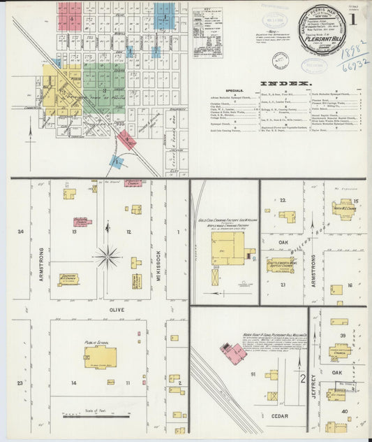Sanborn Fire Insurance Map from Pleasant Hill, Cass County, Missouri (1898), Sheet #0001 - Complete Map Set gallery image, historic Sanborn map, vintage wall art, Missouri Missouri