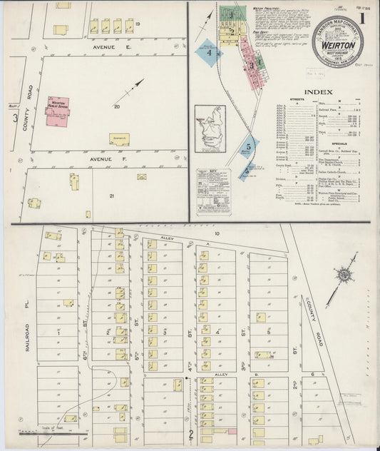Sanborn Fire Insurance Map from Weirton, Hancock County, West Virginia (1915), Sheet #0001 - Historic Sanborn Fire Insurance Map Print, vintage old map wall art, antique decor, genealogy gift, West Virginia West Virginia map