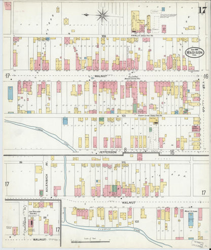 Sanborn Fire Insurance Map from Madison, Jefferson County, Indiana (1904), Sheet #0017 - Historic Sanborn Fire Insurance Map Print, vintage old map wall art, antique decor, genealogy gift, Indiana Indiana map