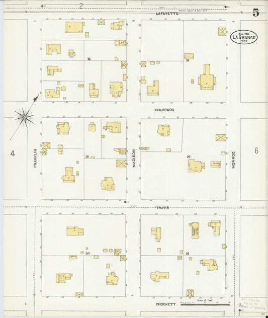 Sanborn Fire Insurance Map from La Grange, Fayette County, Texas (1906), Sheet #0005 - Historic Sanborn Fire Insurance Map Print, vintage old map wall art, antique decor, genealogy gift, Texas Texas map