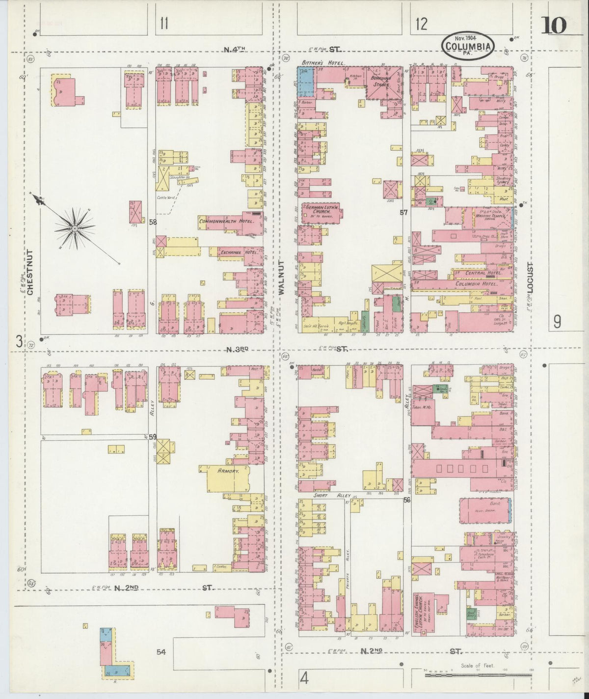 Sanborn Fire Insurance Map from Columbia, Lancaster County, Pennsylvania (1904), Sheet #0010 - Complete Map Set gallery image, historic Sanborn map, vintage wall art, Pennsylvania Pennsylvania