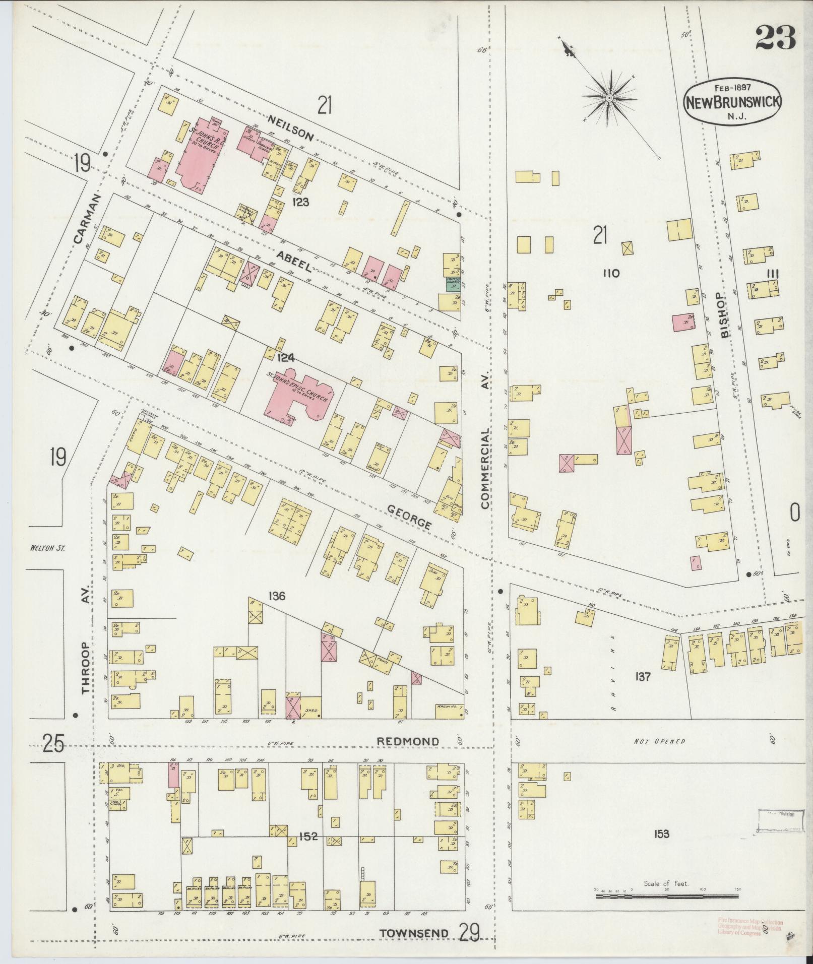 Sanborn Fire Insurance Map from New Brunswick, Middlesex County, New Jersey (1897), Sheet #0023 - Complete Map Set gallery image, historic Sanborn map, vintage wall art, New Jersey New Jersey