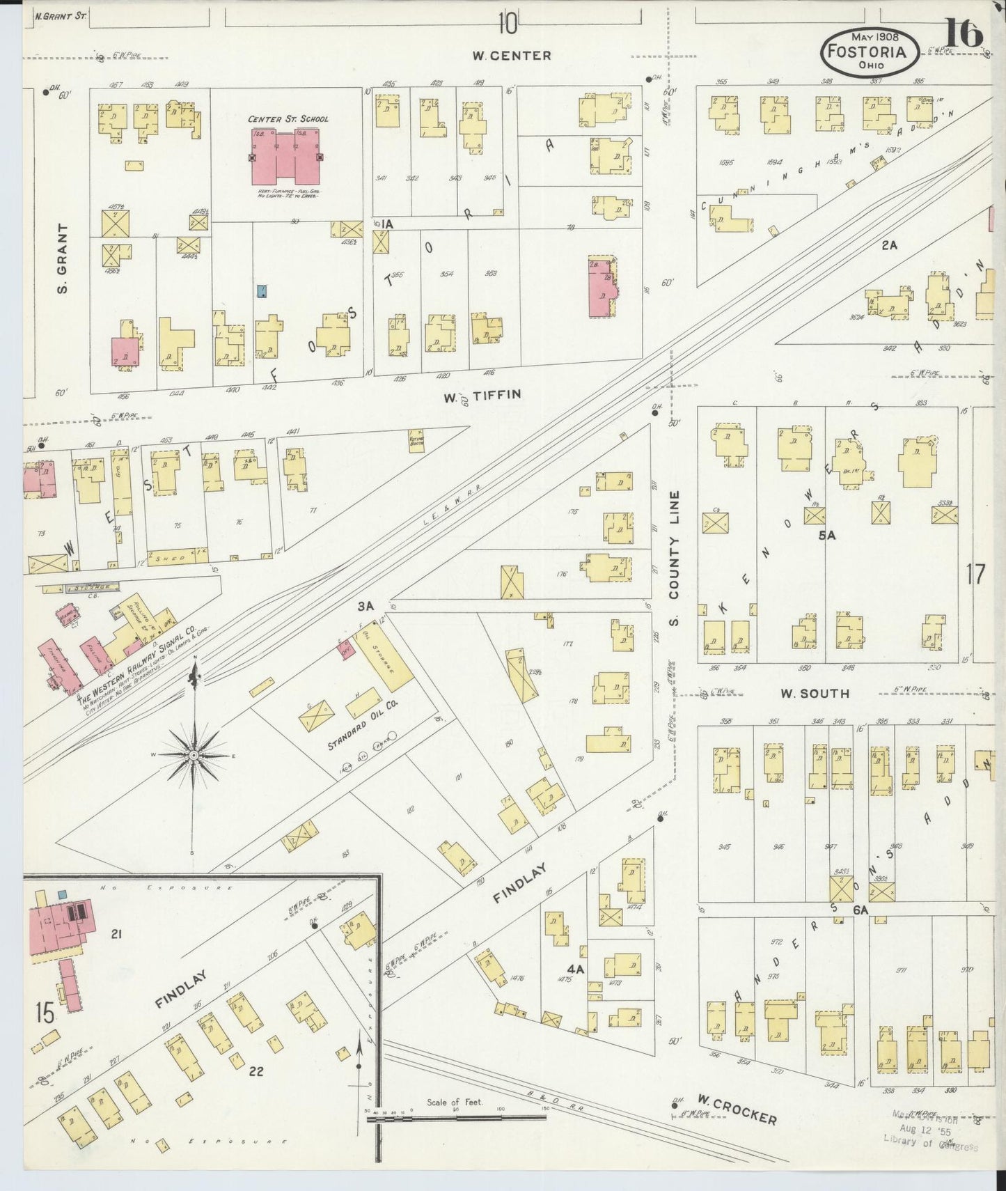Sanborn Fire Insurance Map from Fostoria, Seneca, Hancock, And Wood Counties, Ohio (1908), Sheet #0016 - Historic Sanborn Fire Insurance Map Print, vintage old map wall art, antique decor, genealogy gift, Ohio Ohio map
