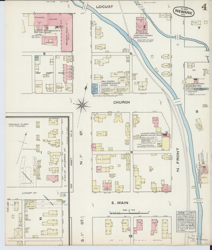 Sanborn Fire Insurance Map from Newark, Licking County, Ohio (1884), Sheet #0004 - Complete Map Set gallery image, historic Sanborn map, vintage wall art, Ohio Ohio