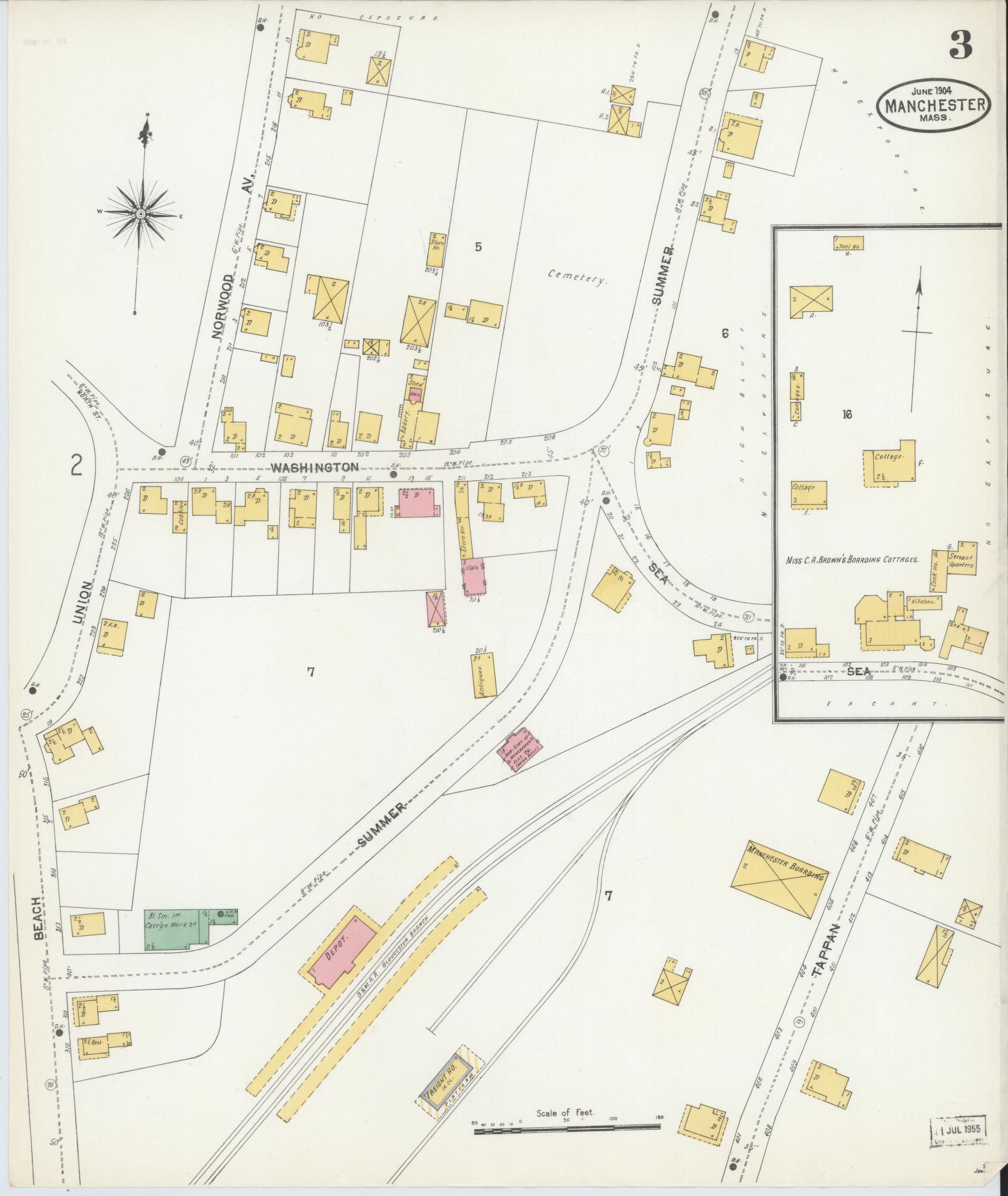 Sanborn Fire Insurance Map from Manchester, Essex County, Massachusetts (1904), Sheet #0003 - Complete Map Set gallery image, historic Sanborn map, vintage wall art, Massachusetts Massachusetts