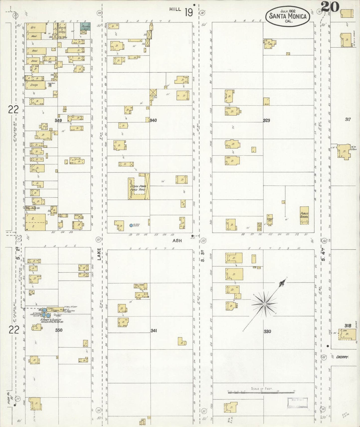Sanborn Fire Insurance Map from Santa Monica, Los Angeles County, California (1902), Sheet #0020 - Complete Map Set gallery image, historic Sanborn map, vintage wall art, California California