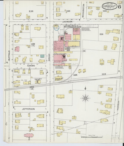 Sanborn Fire Insurance Map from Conneaut, Ashtabula County, Ohio (1893), Sheet #0006 - Historic Sanborn Fire Insurance Map Print, vintage old map wall art, antique decor, genealogy gift, Ohio Ohio map
