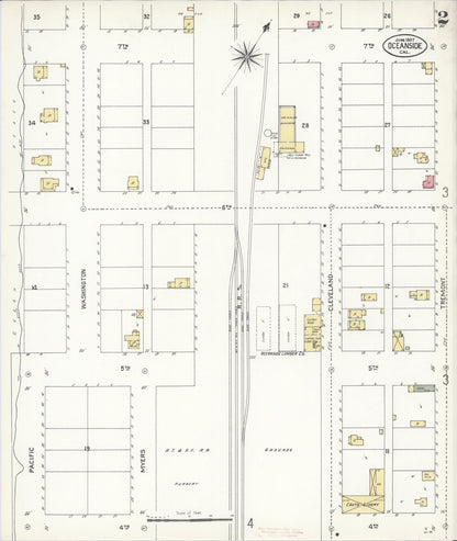 Sanborn Fire Insurance Map from Oceanside, San Diego County, California (1907), Sheet #0002 - Complete Map Set gallery image, historic Sanborn map, vintage wall art, California California