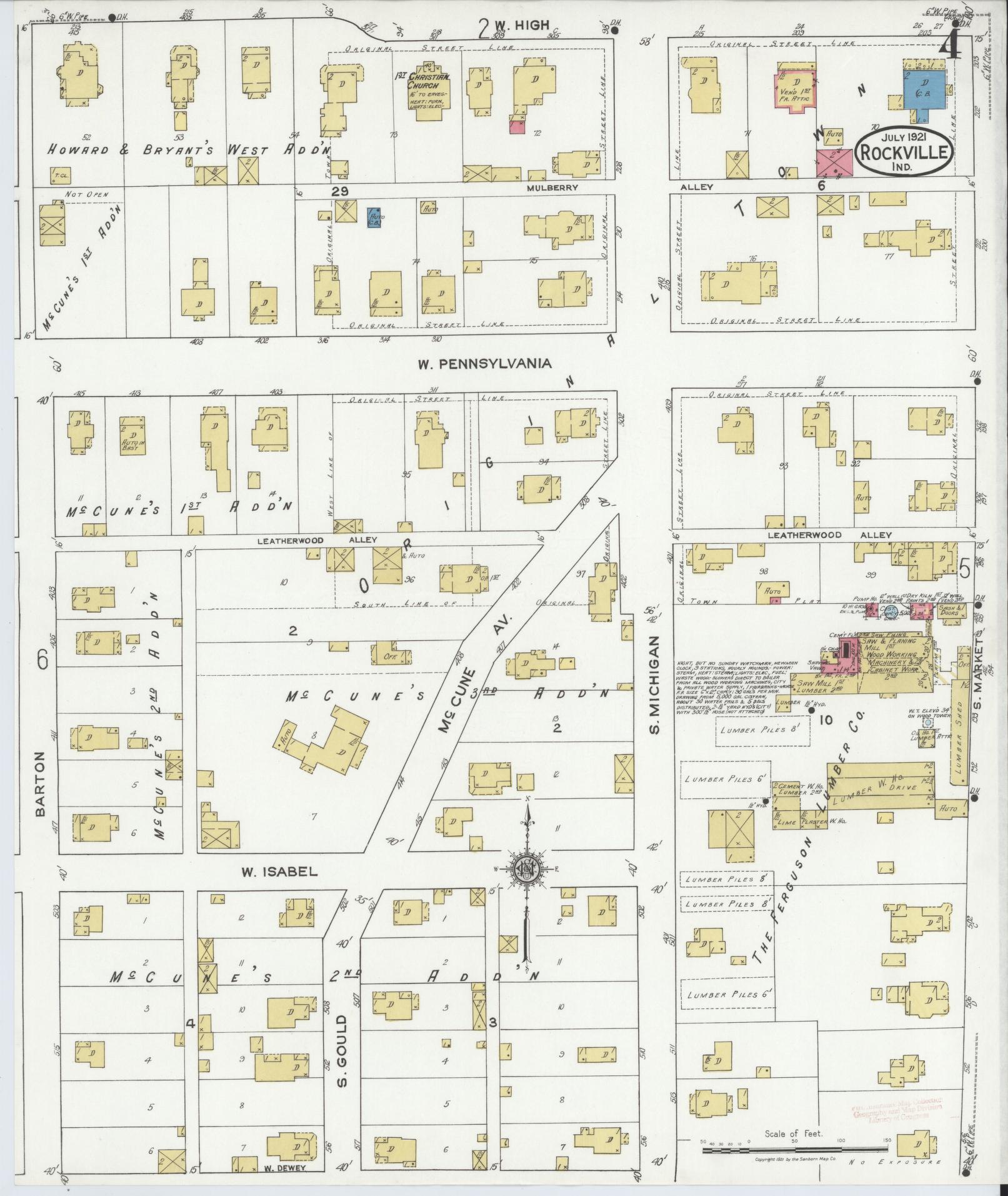 Sanborn Fire Insurance Map from Rockville, Parke County, Indiana (1921), Sheet #0004 - Complete Map Set gallery image, historic Sanborn map, vintage wall art, Indiana Indiana