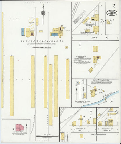 Sanborn Fire Insurance Map from Luxora, Mississippi County, Arkansas (1919), Sheet #0002 - Complete Map Set gallery image, historic Sanborn map, vintage wall art, Arkansas Arkansas