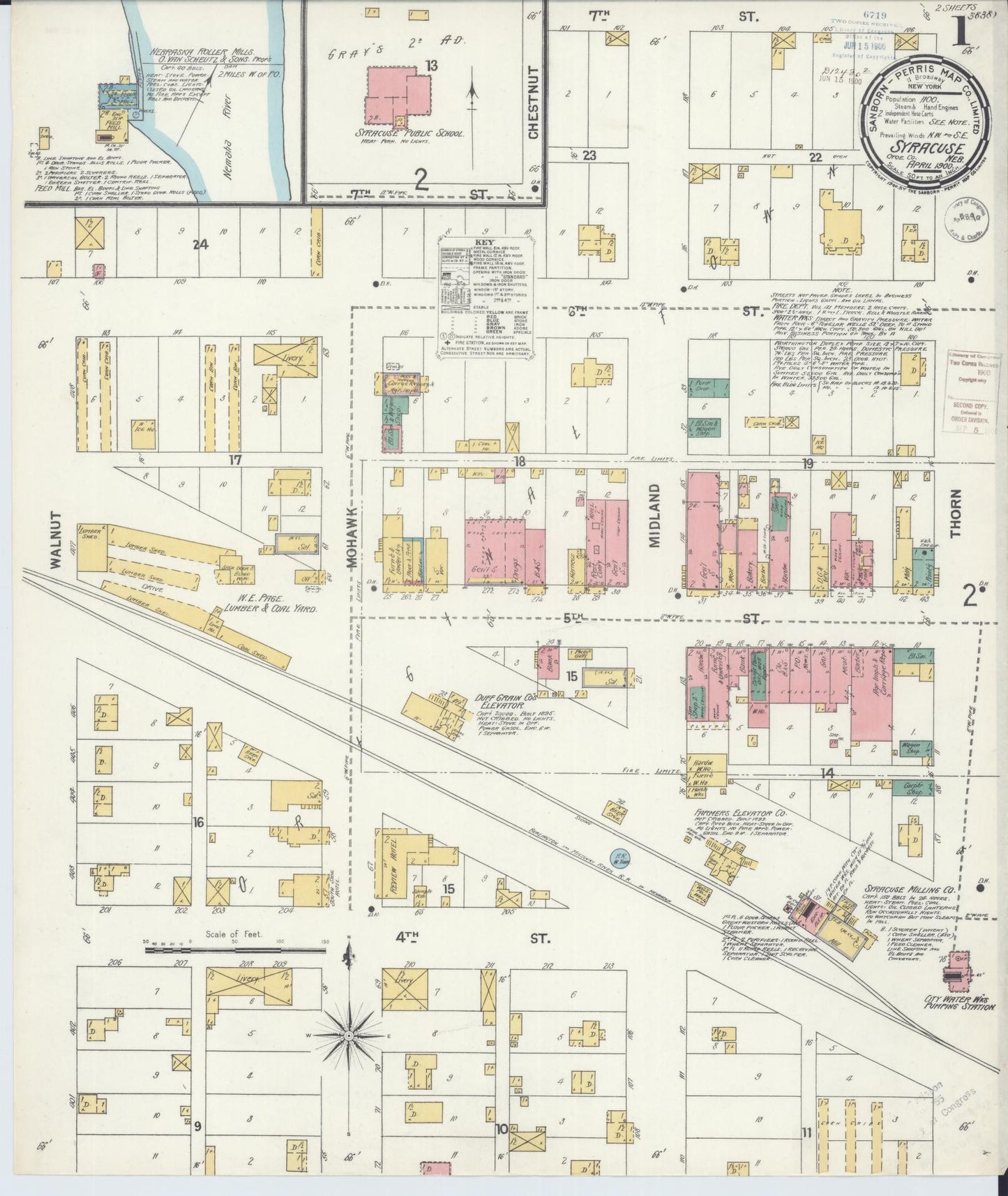 Sanborn Fire Insurance Map from Syracuse, Otoe County, Nebraska (1900), Sheet #0001 - Complete Map Set gallery image, historic Sanborn map, vintage wall art, Nebraska Nebraska