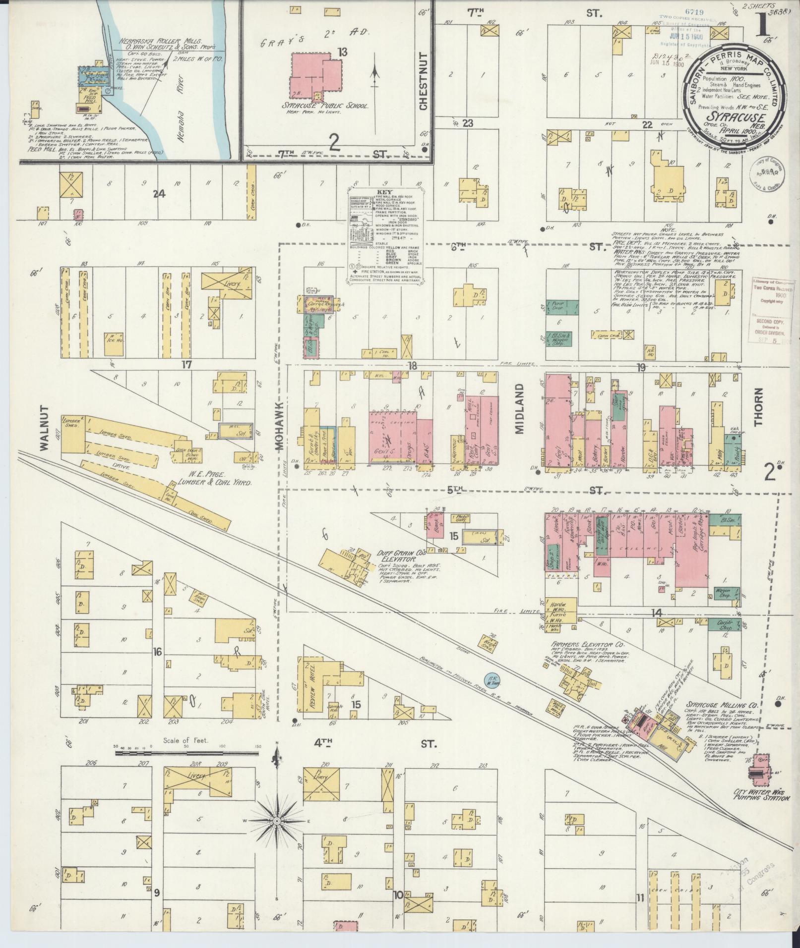Sanborn Fire Insurance Map from Syracuse, Otoe County, Nebraska (1900), Sheet #0001 - Complete Map Set gallery image, historic Sanborn map, vintage wall art, Nebraska Nebraska