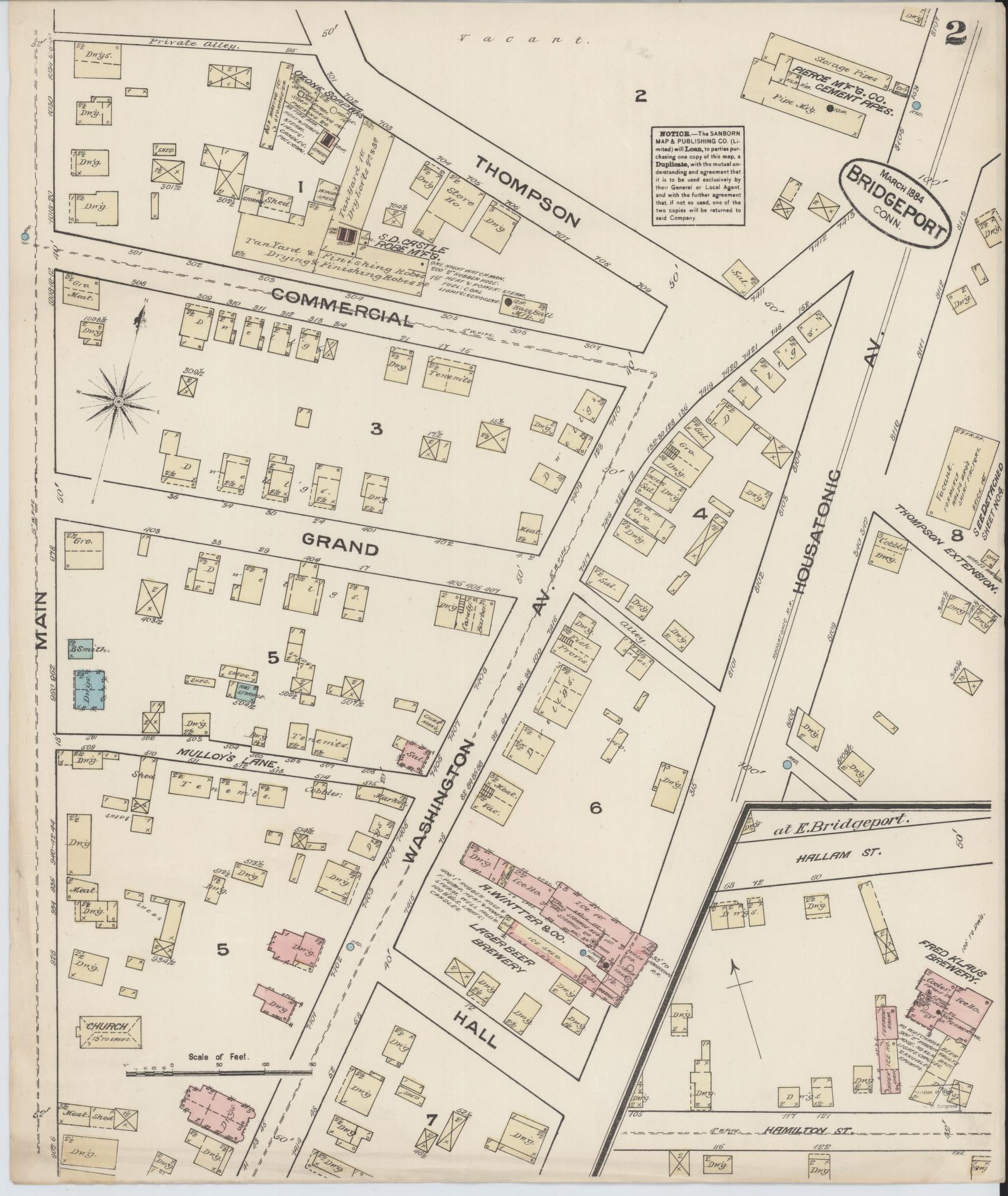 Sanborn Fire Insurance Map from Bridgeport, Fairfield County, Connecticut (1884), Sheet #0002 - Complete Map Set gallery image, historic Sanborn map, vintage wall art, Connecticut Connecticut