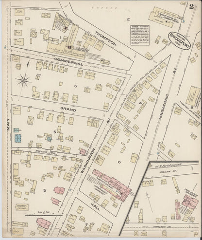 Sanborn Fire Insurance Map from Bridgeport, Fairfield County, Connecticut (1884), Sheet #0002 - Complete Map Set gallery image, historic Sanborn map, vintage wall art, Connecticut Connecticut